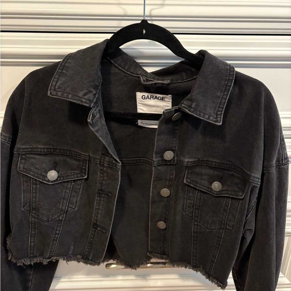 Garage Charcoal Cropped Jean Jacket